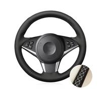 SADQRG Coprivolante Coprivolante per Auto in Pelle Microfibra Cucita A Mano per E60 E61 530d 545i 550i E63 E64 630i 645Ci 650i(Bianco)