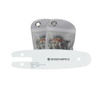 SÄGENSPEZI Set di guide da 158 mm, 28 TG, 1,1 mm, con 2 catene adatte per Güde MK18-201-05 e Parkside PGHSA12