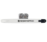 SÄGENSPEZI Set di guide in acciaio pieno da 71 cm + 2 catene per sega a scalpello intero 3/8" 1,3 mm 91TG | con stella di deviazione | adatto per Stihl MS361, MS391, MS440, MS460, MS462, MS500i, MS660
