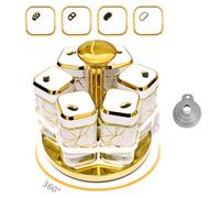 SAEIV Marmo Verticale Portaspezie, Con 6 Barattoli per Spezie da 120ml, 360° Girevole Porta Spezie per Cucina, Squisito Organizer Cucina in Acciaio inox, Organizer cucina Dispensa