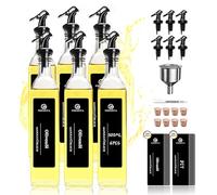 SAEIV Oliera Vetro (6X500 ml), Dosatore Olio con 30 Etichette Nere Extra Large, Bottiglia Olio, Dispenser Olio da Cucina, Set di Contenitore Olio, Organizzare Vari Tipi di Oli Commestibili