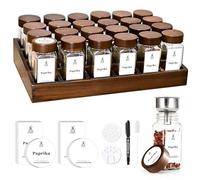 SAEIV Porta spezie cassetto in legno, Barattoli Spezie Quadrati Con Coperchio in Legno, Barattoli Per Spezie (Da 24 x 120 ml), Porta Spezie Elegante, Organizer Per Cassetti Cucina