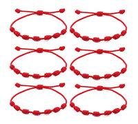 SAELACY 6 braccialetti fatti a mano con nodi rossi e neri contro il malocchio per protezione e buona fortuna, braccialetti dell'amicizia regolabili per donne e uomini, da 14 cm a 30 cm, seta, senza