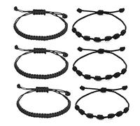 SAELACY 6 braccialetti fatti a mano con nodi rossi e neri contro il malocchio per protezione e buona fortuna, braccialetti dell'amicizia regolabili per donne e uomini, da 14,7 cm a 30,5 cm, seta