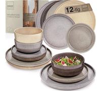 SÄNGER Cairo | Servizio da tavola 12 pezzi, set di stoviglie in gres porcellanato, 4 piatti piani, 4 piatti da dessert, 4 ciotole e ciotole, multicolore, set di piatti profondi | Value Collection