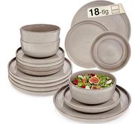 SÄNGER Kairo Clay, servizio da tavola da 18 pezzi, set di stoviglie in gres porcellanato, 6 piatti piani, 6 piatti da dessert, 6 ciotole e ciotole grigio, set di piatti profondi | Value Collection
