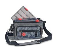 Sänger Top Tackle Systems Iron Claw Jig Bag II, borsa da pesca con 2 scatole vario, 32 x 12 x 20 cm, poliestere 400D, porta bevande, tasca frontale, grigio trasparente, per esche artificiali e