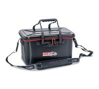 Saenger Uni CAT Tackle 25, borsa da pesca con finitura in carbonio, custodia impermeabile Eva, 42 x 25 x 26 cm, 25 l, coperchio rigido, tracolla, per pesca a balena, nero