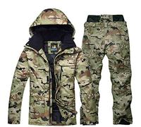 Saeohnssty Tuta da snowboard da uomo mimetica impermeabile traspirante giacca + pantaloni caldi set da sci q1 L