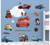 Saetta McQueen e gli amici Cars decalcomania della parete arredamento della camera. Adesivi murali colorati Adesivo per camera di un bambino. Carta da parati art deco.