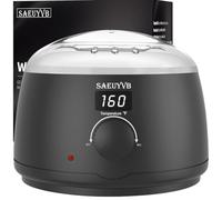 SAEUYVB Scaldacera digitale professionale con coperchio e vasetto da 453,6 g per depilazione (nero)
