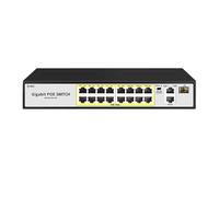 SAEVVCJWW Switch AI Poe a 16 Porte Uplink 1000M Alimentatore Integrato da 240 W Adatto for telecamere di Rete