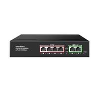 SAEVVCJWW Switch Poe Gigabit 4 Porte Poe 2 uplink Switch Poe Ethernet 1000Mbps Switch di Rete 52V 65W (Color : Black)