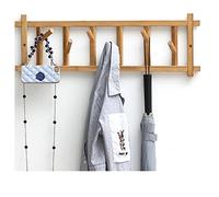 SAeWare Appendiabiti da parete in legno di bambù, girevole, bellissimo appendiabiti da ingresso, per corridoio, cappelli, cappotti, camera da letto e bagno, in legno
