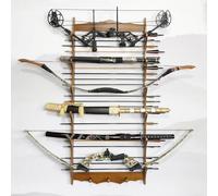 SAeWare Espositore per spada, supporto da parete in legno, a 6 livelli, per samurai, bacchette, spada, supporto da parete per flauto spada, supporto per spada laser, marrone-3
