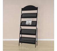 SAeWare Portariviste A4, espositore in metallo per brochure con foro di ventilazione, espositore per riviste da pavimento, supporto per libri, giornali, letteratura, colore nero, 60 x 30 x 149 cm