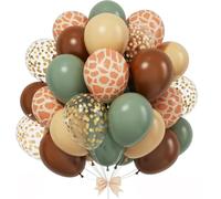 Safari, 60 palloncini verdi e marroni con verde salvia, marrone, oro, avorio, bianco, stampa giraffa, palloncini per safari, foresta, baby shower, Wild One Two Wild