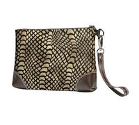 Safari Africano Nero Oro Pitone Pelle Animale Seppia,Borsa da polso in pelle PU, pochette da donna con cerniera, portafoglio e cinturino da polso