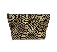 Safari Africano Nero Oro Pitone Pelle Animale Seppia, Borsa da toilette Borsa per trucco Borsa per cosmetici Borsa da toilette da viaggio portatile