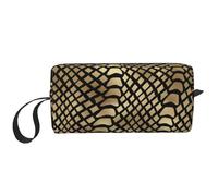 Safari Africano Nero Oro Pitone Pelle Animale Seppia, Borsa per il trucco Borsa per cosmetici Borsa da toilette da viaggio portatile Borsa per trucco Organizer