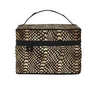 Safari Africano Nero Oro Pitone Pelle Animale Seppia, Borsa per il trucco Borsa per cosmetici Borsa da viaggio portatile da viaggio Astuccio per matite