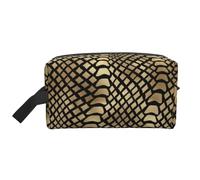 Safari Africano Nero Oro Pitone Pelle Animale Seppia, Borsa per il trucco Borsa per cosmetici Borsa da viaggio portatile da viaggio Borsa per trucco Organizer