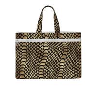 Safari Africano Nero Oro Pitone Pelle Animale Seppia,Borsa portadocumenti in tela con cerniera, borsa a mano, valigetta per scuola e ufficio