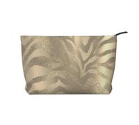 Safari Africano Oro Glam Zebra Pelle Animale Seppia, Borsa per cosmetici in velluto a coste Borsa per il trucco Borsa da viaggio portatile