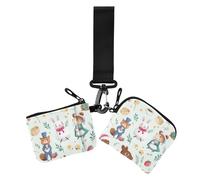 Safari Animali Forestali Musica Party Portafogli da Donna Custodie per Carte Mini Moda Cambiamento Borsa Portafoglio con Cinturino da Polso per Le Donne 2 Pz, safari animali silvicoltura musica