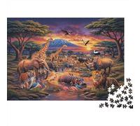 Safari Animals Puzzle 1000 Pezzi Materiale Riciclabile African Style Puzzles per Anziani Allevia la Demenza Senile Divertente Activity Ottima Idea Regalo 38x26cm/1000pcs