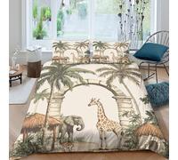 Safari animalscopripiumino ultra microfibra 3 Pezzi stampa 3D con cerniera Vintage jungle illust Set Di Copripiumino incluso federe per cuscini aiosa for bambini e adolescenti Single（140x200cm）