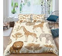 Safari animalsSet Di Copripiumino ultra microfibra 3 pezzi motivo 3D con cerniera Tropical jungle design copripiumino con federa traspirante ultra morbido e traspirante for bambini Single（135x200cm）