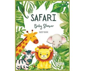 Safari Baby Shower Guest Book - 8.5” x 11” Keepsake for Parents & Baby