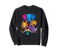 Safari Big Five Animals Bold Color Ritratto Popart Design Felpa