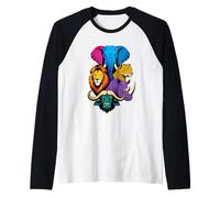 Safari Big Five Animals Bold Color Ritratto Popart Design Maglia con Maniche Raglan