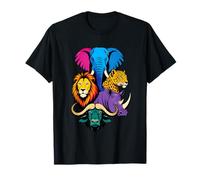 Safari Big Five Animals Bold Color Ritratto Popart Design Maglietta