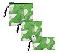 Safari Calla Lily Green Flower 3 pezzi riutilizzabile Sandwich Snack Bag Portatile Conservazione degli alimenti per il lavoro picnic o viaggio