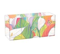 Safari Calla Lily Rainbow Flower - Portamatite in acrilico per bambini, 4 scomparti, trasparente, per scuola, camera da letto
