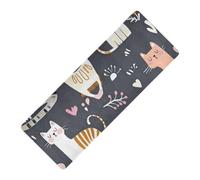 Safari Cats Cute Cartoon stampato yoga tappetino da viaggio in gomma naturale antiscivolo, con borsa da yoga tapete para ejercicio 180,3 x 66 cm per le donne