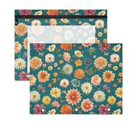 Safari Dalie verde acqua raccoglitori matite sacchetti con 3 occhielli rinforzati, sacchetto di immagazzinaggio per lettere A4 carta 2 pack studenti forniture per la casa