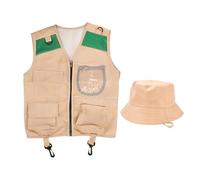 Safari Explorer - Costume di avventura per gioco di ruolo, Safari con tasche multiple, giacca e cappello, per parco, giardino, campeggio, escursionismo
