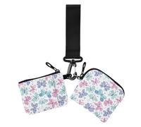 Safari Farfalle Fresco Carino Semplice Doppio Portafoglio da Polso per Le Donne Sottile Staccabile Soldi Organizzatori con Cerniera Tasca per Donna 2 Pz