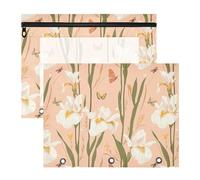Safari Fiori Pesca Matita Pouch Trasparente Finestra Plastica File Cartella per A4 Lettera Carta 2 Pack Studenti Casa Forniture