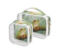 Safari Frog Green Spring Beauty Bag Piccola TSA Approvato Trasparente Trucco Organizzatore Bag Rasatura Essentials