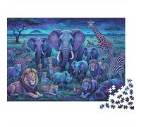 Safari Herd Puzzle 1000 Piece Materiale riciclabile Regno della fauna selvatica Puzzles for Anziani Relieve Senile Dementia Divertente Activity Great Regalo Idea 38x26cm/1000pcs