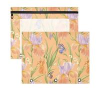 Safari Iris Flowers Peach Pencil Binder Pouch Clear Storage Bag per A4 Paper Letter 2 Pack Studenti Class Supplies