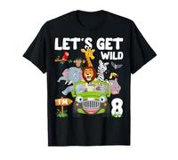 Safari Jungle Animal Let's Get Wild Compleanno di 8 anni Maglietta