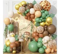 Safari Jungle Balloons Arch Kit, 125 pz verde salvia marrone palloncino ghirlanda verde oliva oro palloncini stampa animale palloncino bosco per bambini baby shower compleanno foresta decorazione per