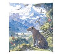 Safari Mountain Wild Leopard Safari Beach Cabana Tenda UPF50 impermeabile grande riparo solare portatile con sacchi di sabbia e pala di sabbia per campeggio, pesca, divertimento in cortile