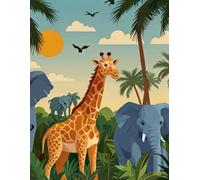 Safari Notebook for Kids - 110 Pages, Graph Paper, Jungle Animal Themed - Giraffe, Elephant & Footprints - Fun Learning & Drawing Book: Cute Wild ... for School, Math, Nature Lovers & Safari Fans